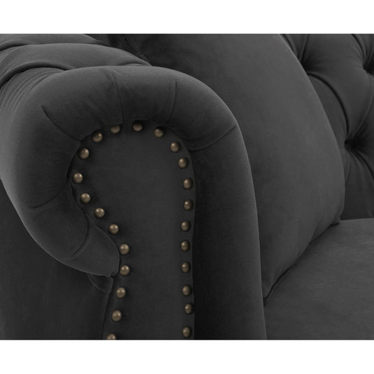 Harrow Chesterfield Dark Grey Velvet 3 Seater Sofa Sofa Harrow