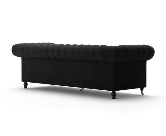Kensington Chesterfield Black Linen 3 Seater Sofa