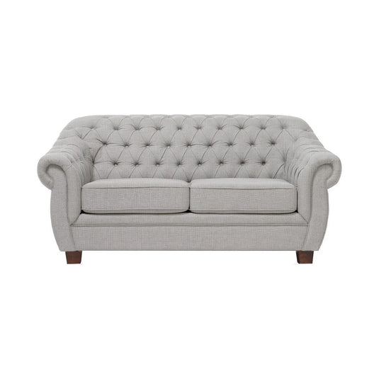 Eva Chesterfield Grey Linen Fabric 2 Seater Sofa Sofa Eva