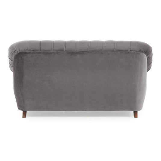 Eva Chesterfield Light Grey Velvet 2 Seater Sofa Sofa Eva