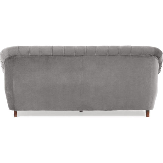 Eva Chesterfield Light Grey Velvet 3 Seater Sofa Sofa Eva