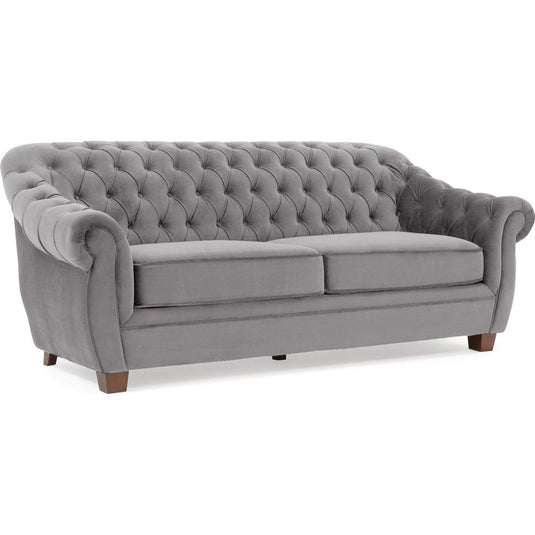Eva Chesterfield Light Grey Velvet 3 Seater Sofa Sofa Eva