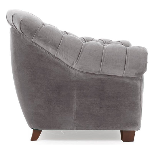Eva Chesterfield Light Grey Velvet Armchair Armchairs Eva