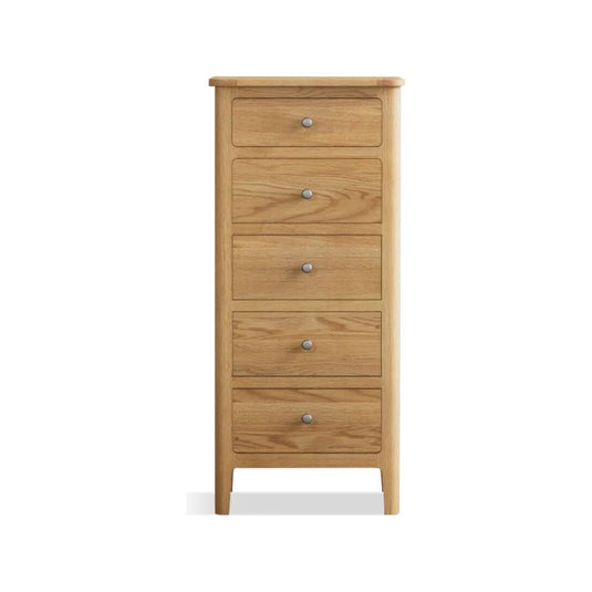 Sheringham Solid Oak 5 Drawer Tallboy