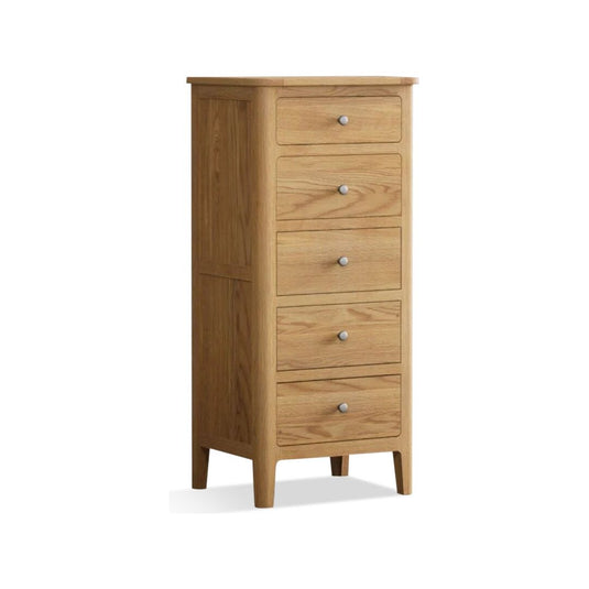Sheringham Solid Oak 5 Drawer Tallboy