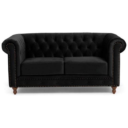 Westminster Chesterfield Black Velvet 2 Seater Sofa Sofa Westminster