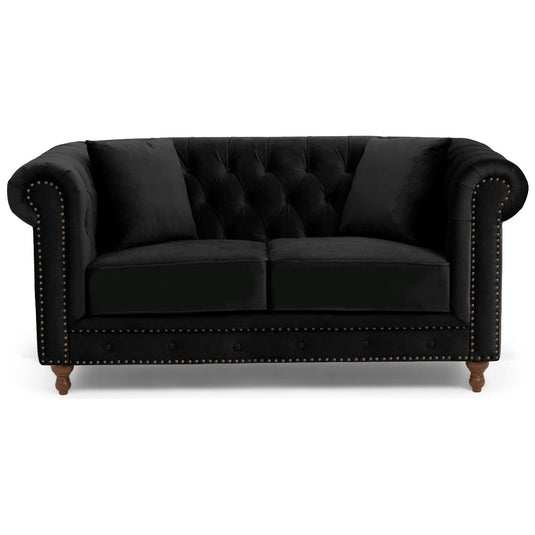 Westminster Chesterfield Black Velvet 2 Seater Sofa Sofa Westminster