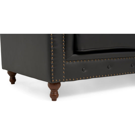 Milano Chesterfield Black Leather 3 Seater Sofa Sofa Milano