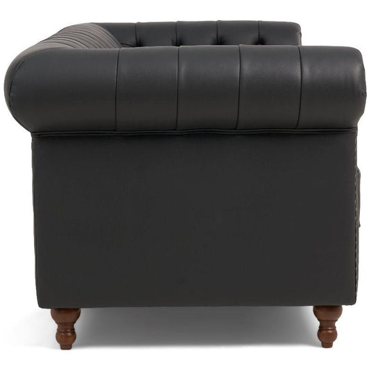 Milano Chesterfield Black Leather 3 Seater Sofa Sofa Milano