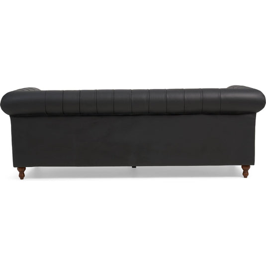 Milano Chesterfield Black Leather 3 Seater Sofa Sofa Milano