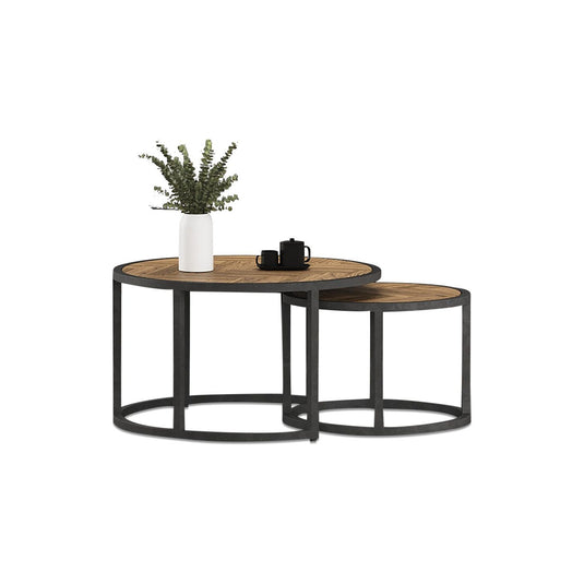 Roman Solid Oak Round Nest of Tables