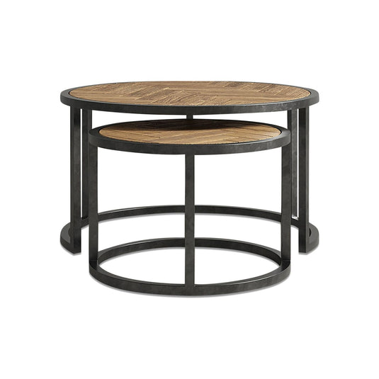 Roman Solid Oak Round Nest of Tables