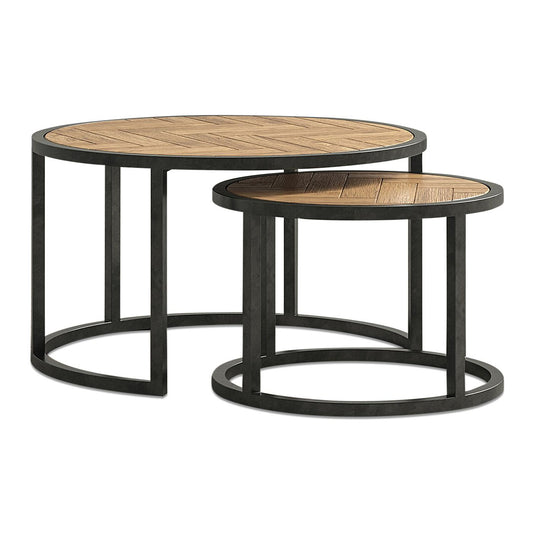 Roman Solid Oak Round Nest of Tables