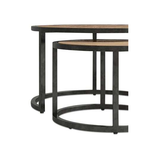 Roman Solid Oak Round Nest of Tables