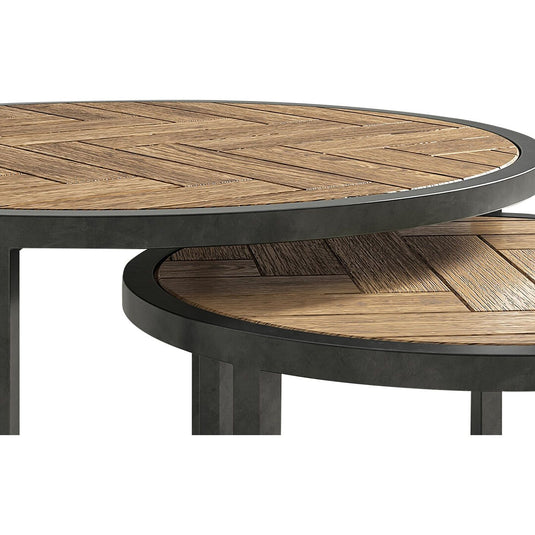 Roman Solid Oak Round Nest of Tables