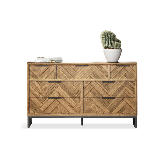 Roman Solid Oak Wide Chest Of Drawers