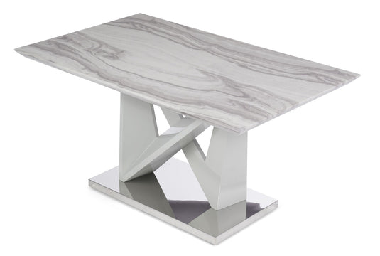 Marcella 150cm Marble Effect High Gloss Light Grey Dining Table
