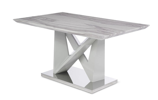 Marcella 150cm Marble Effect High Gloss Light Grey Dining Table