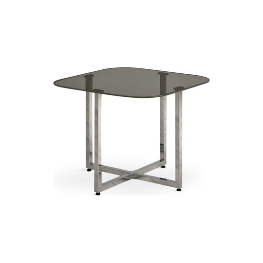 Santorini Grey Glass Stowaway Dining Table with Grey High Back Stools