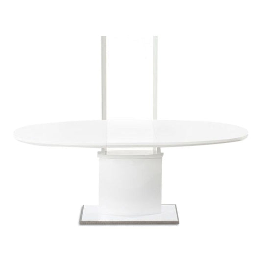 Extending Santana 160cm White High Gloss Pedestal Dining Table