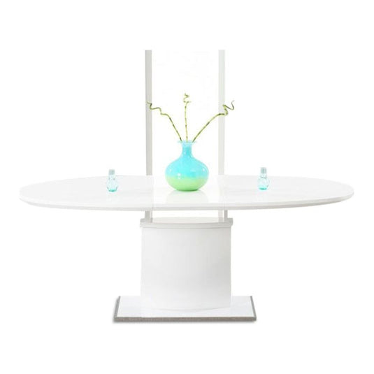 Extending Santana 160cm White High Gloss Pedestal Dining Table