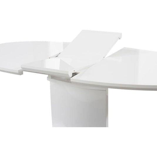 Extending Santana 160cm White High Gloss Pedestal Dining Table