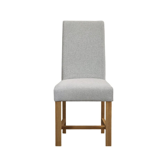 Scroll Back Braced Grey Fabric Dining Chairs (Pair)