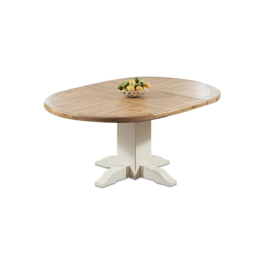 Hoxton Oak & Cream Extending Painted Pedestal Dining Table