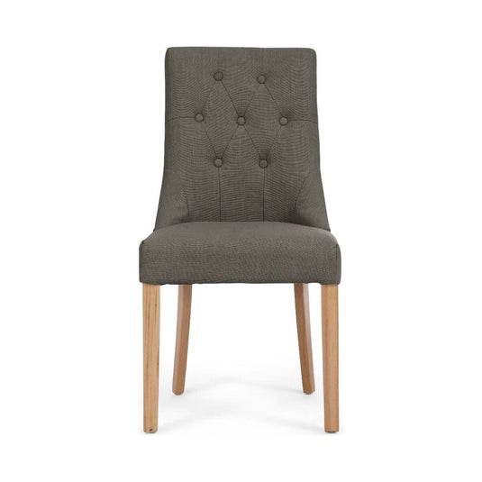 Beatrix Grey Fabric Oak Leg Dining Chairs Dining Chairs Beatrix