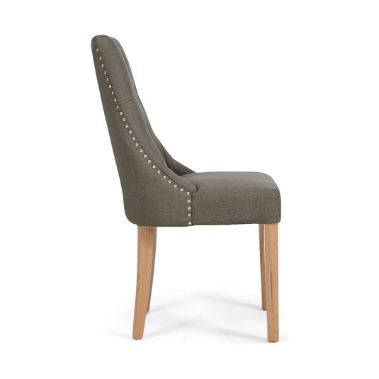 Beatrix Grey Fabric Oak Leg Dining Chairs Dining Chairs Beatrix