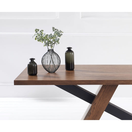 Montana 180cm Oak and Metal Black Leg Industrial Dining Table Table Chateau