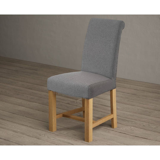 Scroll Back Braced Charcoal Grey Fabric Dining Chairs Dining Chairs Painted