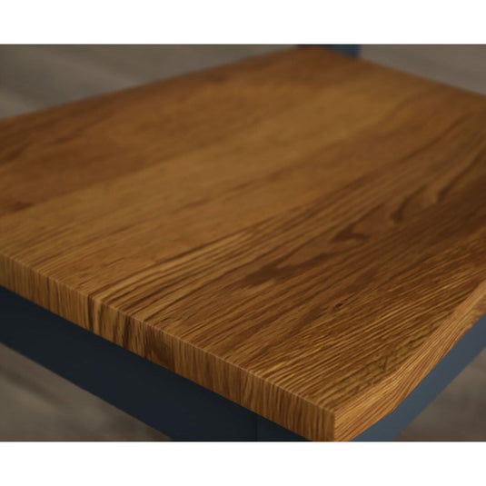 Painted Dark Blue X Back Dining Chairs with Rustic Oak Seat Pad Dining Chairs Painted