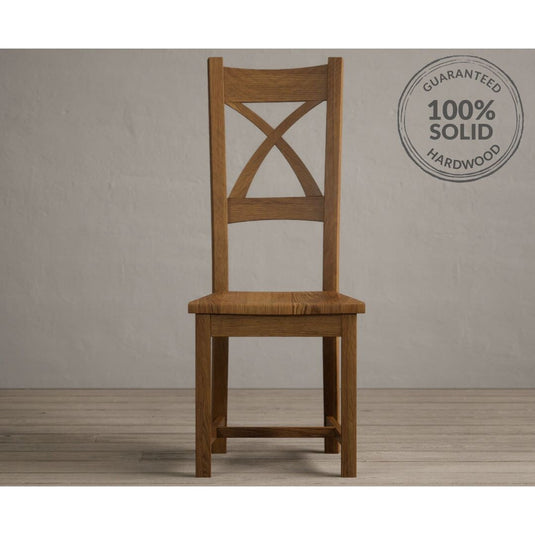 Rustic Solid Oak X Back Dining Chairs with Rustic Oak Seat Pad Dining Chairs Painted