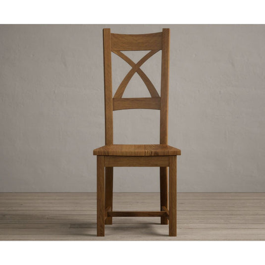 Rustic Solid Oak X Back Dining Chairs with Rustic Oak Seat Pad Dining Chairs Painted