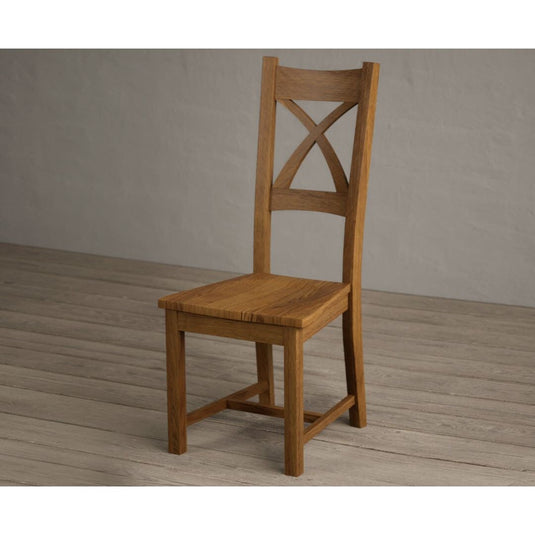 Rustic Solid Oak X Back Dining Chairs with Rustic Oak Seat Pad Dining Chairs Painted