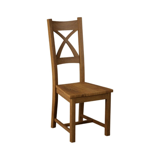 Rustic Solid Oak X Back Dining Chairs with Rustic Oak Seat Pad Dining Chairs Painted