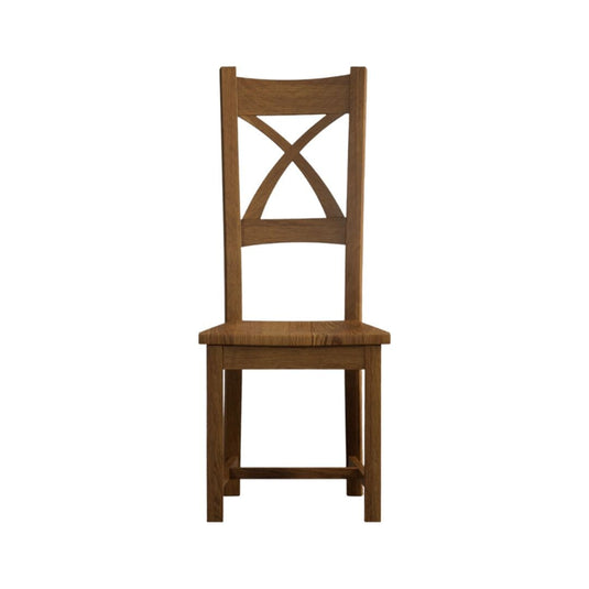 Rustic Solid Oak X Back Dining Chairs with Rustic Oak Seat Pad Dining Chairs Painted