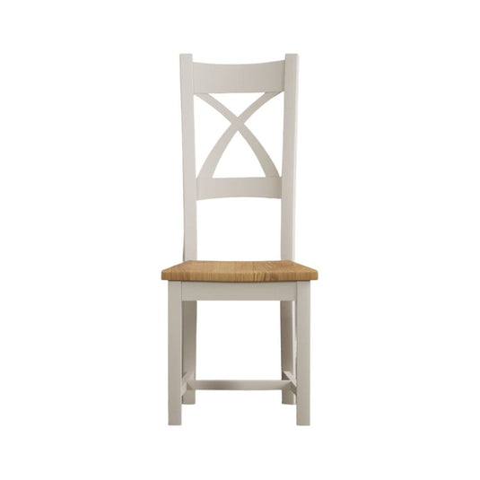 Painted Soft White X Back Dining Chairs with Oak Seat Pad Dining Chairs Painted
