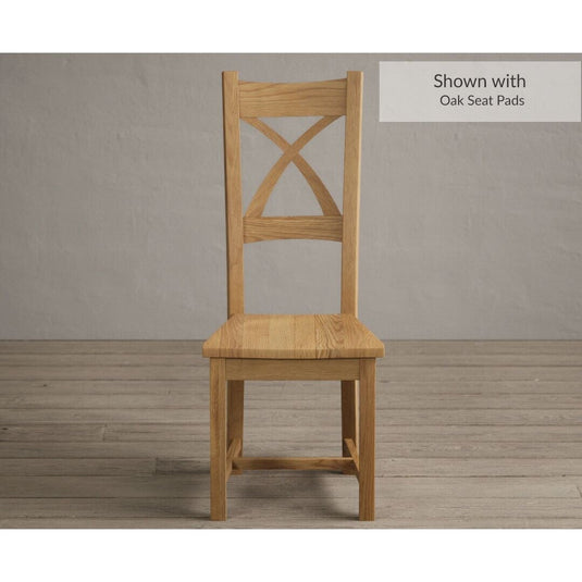 Natural Solid Oak X Back Dining Chairs with Oak Seat Pad Dining Chairs Natural
