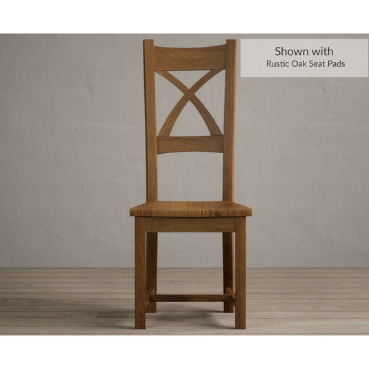 Rustic Solid Oak X Back Dining Chairs with Rustic Oak Seat Pad Dining Chairs Painted