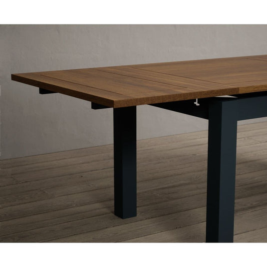 Extending Hampshire 180cm Oak and Dark Blue Painted Dining Table Table Hampshire