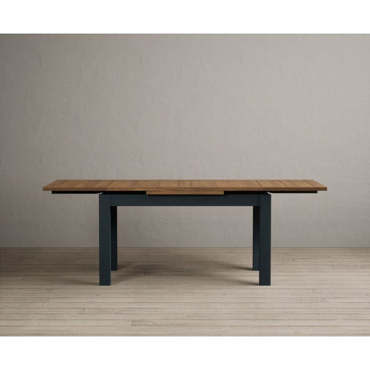 Extending Hampshire 140cm Oak and Dark Blue Painted Dining Table Table Hampshire