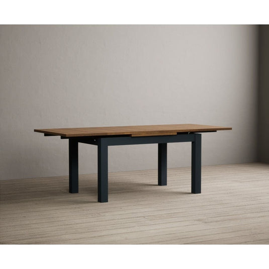 Extending Hampshire 140cm Oak and Dark Blue Painted Dining Table Table Hampshire