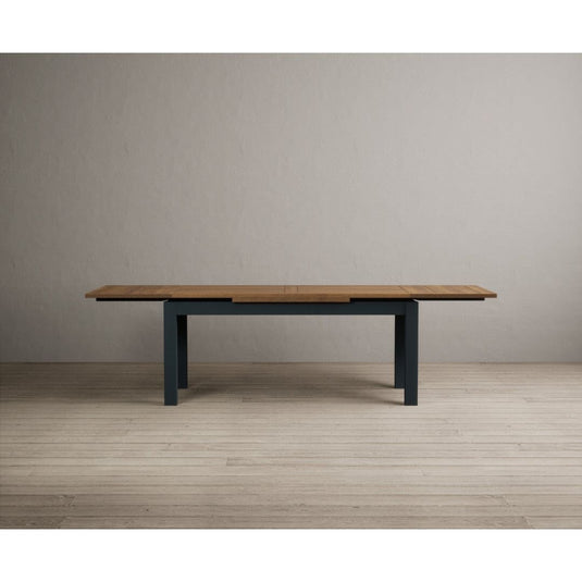 Extending Hampshire 180cm Oak and Dark Blue Painted Dining Table Table Hampshire