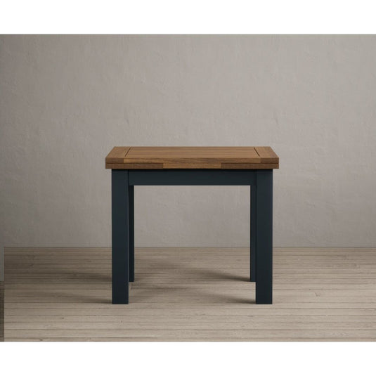 Extending Hampshire 90cm Oak and Dark Blue Painted Dining Table Table Hampshire