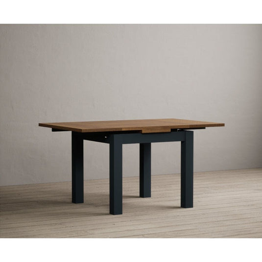Extending Hampshire 90cm Oak and Dark Blue Painted Dining Table Table Hampshire