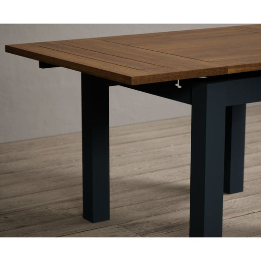 Extending Hampshire 90cm Oak and Dark Blue Painted Dining Table Table Hampshire