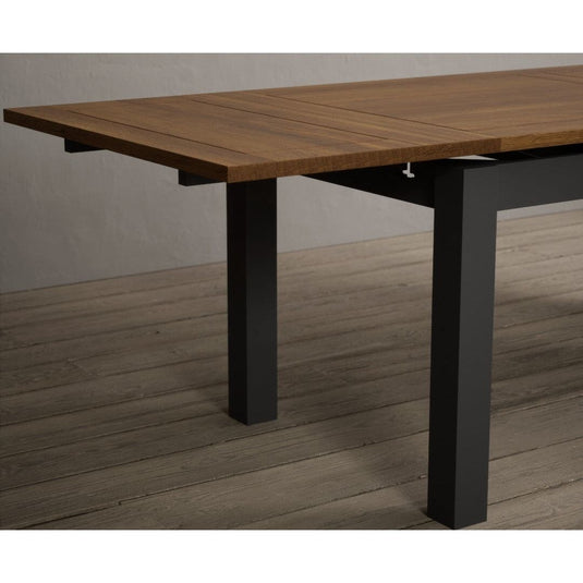 Extending Hampshire 180cm Oak and Charcoal Grey Painted Dining Table Table Hampshire