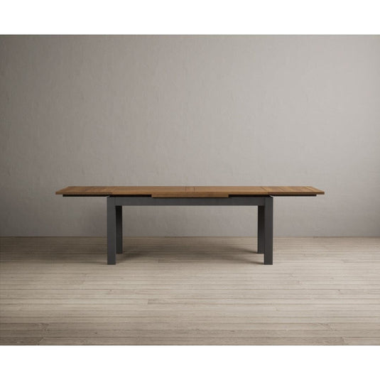 Extending Hampshire 180cm Oak and Charcoal Grey Painted Dining Table Table Hampshire